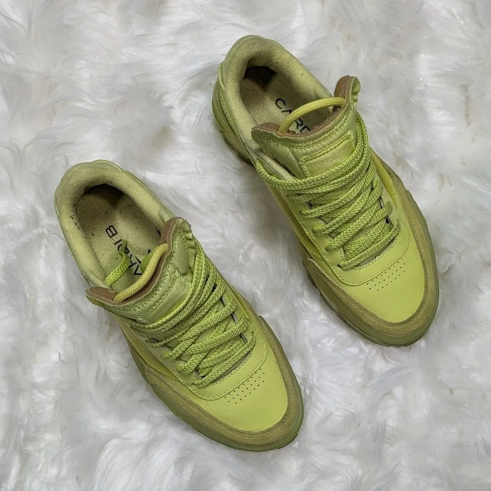 Reebok X Cardi B Club C Chunky Platform Sneakers in High‎ Vis Green Size 36.5